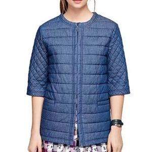 Brooks Brothers Quilted Denim Coat Sz M Blue